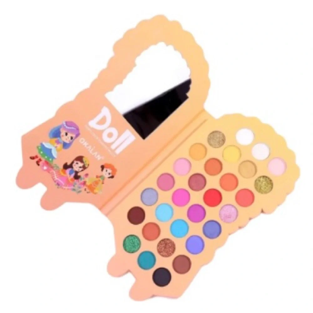 Okalan 30 Shade “Doll” Mirrored Eyeshadow Palette, Vivid Pigmented Shimmer Matte